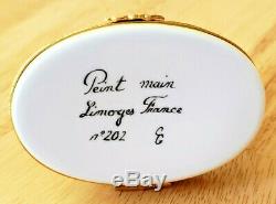 Limoges France SHEEP/EWE Floral Trinket Box Peint Main Signed CG #202
