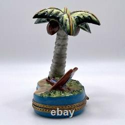 Limoges France Sinclair Peint Main 1999 Florida Palm Tree Trinket Box 142/1000