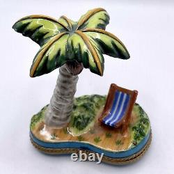 Limoges France Sinclair Peint Main 1999 Florida Palm Tree Trinket Box 142/1000