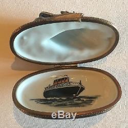 Limoges France Sinking Titanic With Three Lifeboats Trinket Box