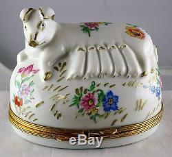 Limoges France Sow with Suckling Pigs Large Trinket Box