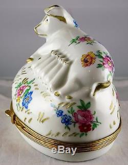 Limoges France Sow with Suckling Pigs Large Trinket Box