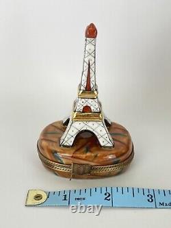 Limoges France Stamped New Eiffel Tower Trinket Box Hand Painted Auth