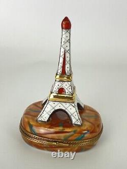Limoges France Stamped New Eiffel Tower Trinket Box Hand Painted Auth