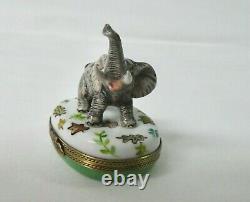 Limoges France Trinket Box Bull Elephant Calling Peint Main Paris Decor