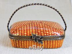 Limoges France Trinket Box, Chanille No. 132 Very detailed Picnic Basket