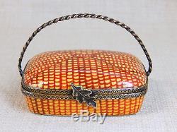 Limoges France Trinket Box, Chanille No. 132 Very detailed Picnic Basket