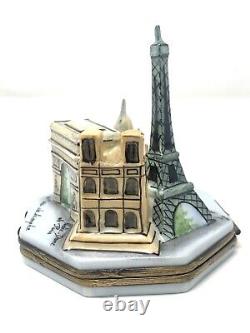 Limoges France Trinket Box GERARD RIBIERRE Paris Monuments Eiffel, Notre Dame