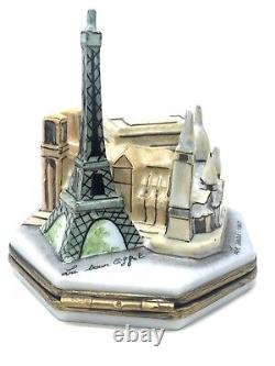 Limoges France Trinket Box GERARD RIBIERRE Paris Monuments Eiffel, Notre Dame