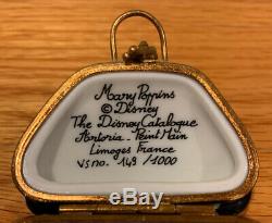 Limoges France Trinket Box Mary Poppins Flower Carpet Bag Purse Disney Artoria