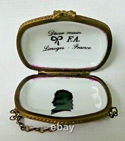 Limoges France Trinket Box Musical Themed Handbag/purse Peint Main Fa Rtd