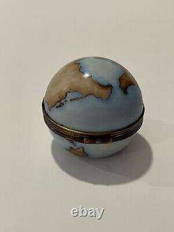 Limoges France Trinket Box Peint Main World Globe Planet Earth RETIRED