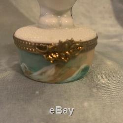 Limoges France Trinket Box- RARE Snowman HAND PAINTED AND SIGNED