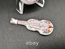 Limoges France Violin in Case Porcelain Hinge Keepsake Box with Guitar Trinket