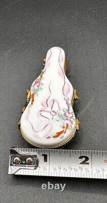 Limoges France Violin in Case Porcelain Hinge Keepsake Box with Guitar Trinket