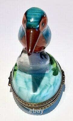 Limoges France Western Blurbird Trinket Box Peint Main