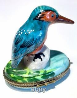 Limoges France Western Blurbird Trinket Box Peint Main