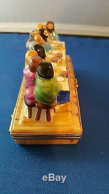 Limoges France trinket box Last Supper Limited edition religious signed & # RARE