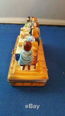 Limoges France trinket box Last Supper Limited edition religious signed & # RARE
