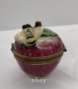 Limoges French Home Jacques Strawberry with Bubblebee Trinket Box Limited Editio