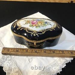 Limoges Genuine Porcelain Original Large Dresser Box Trinket Hand Painted Large