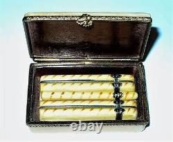 Limoges Gr Cigar Box & Removable Cigar Tobacco Leaf & Stamp Peint Main