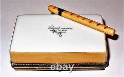 Limoges Gr Cigar Box & Removable Cigar Tobacco Leaf & Stamp Peint Main