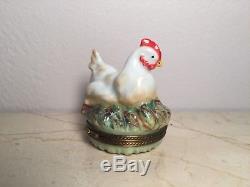 Limoges HEN with BABY CHICKS ROCHARD Peint main France RARE Vintage Box