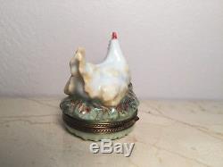 Limoges HEN with BABY CHICKS ROCHARD Peint main France RARE Vintage Box
