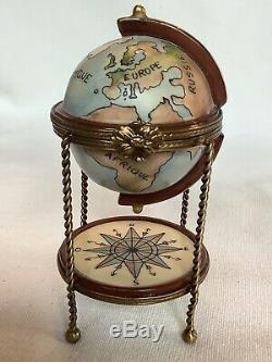 Limoges Hand Painted 4 Porcelain Globe Bar Box Marque Deposee SEE DETAILS