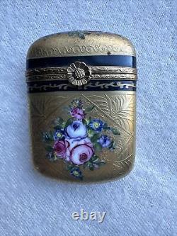 Limoges Hand Painted Gold Encrusted Match Safe/Trinket Box/Card Case