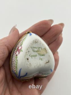 Limoges Hand Painted Heart Shaped Trinket Box