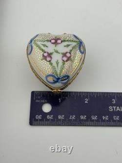 Limoges Hand Painted Heart Shaped Trinket Box