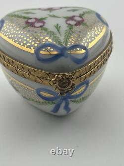 Limoges Hand Painted Heart Shaped Trinket Box