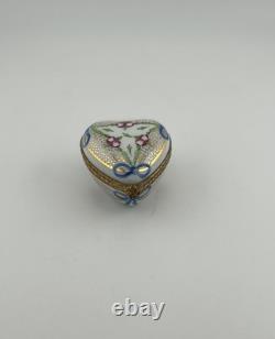 Limoges Hand Painted Heart Shaped Trinket Box