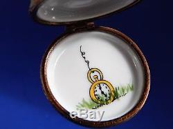 Limoges Hand Painted Hinged Trinket Box Alice in Wonderland Rabbit with Hearts