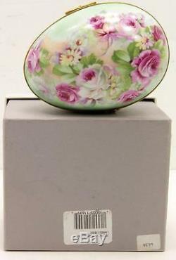 Limoges Hand Painted Multi-color oval Trinket Boxes withOriginal Box
