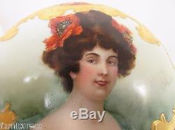 Limoges Hand Painted Portrait of young lady Jewelry Powder Trinket box Gilt