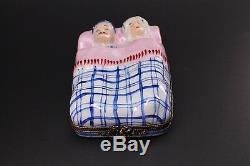 Limoges Hand Painted Rochard Sleeping Couple Porcelain Box