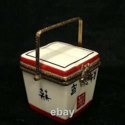 Limoges Hand Painted Rochard Take Carry Out Food Box with Fortune Cookie