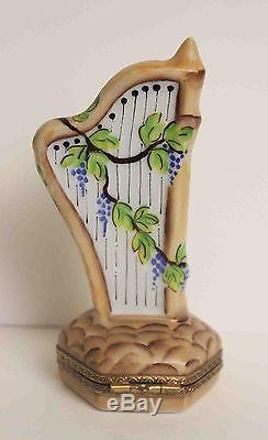 Limoges Harp Porcelain Trinket Box