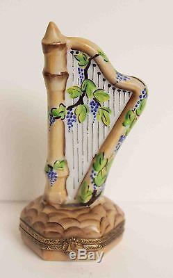 Limoges Harp Porcelain Trinket Box