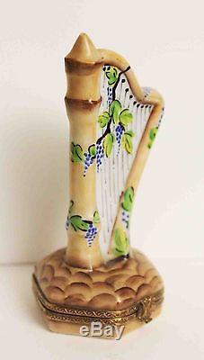 Limoges Harp Porcelain Trinket Box