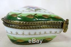 Limoges Heart Box Hand Painted France Bnib Porcelain Hinged F/s