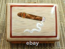 Limoges Hinged Trinket Hinged Lid Box Artist signed Cigar Box Luxury Cigars