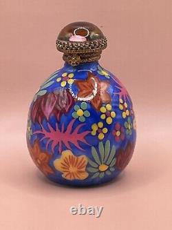 Limoges Imports France Peint Main Blue Floral Perfume Trinket Box