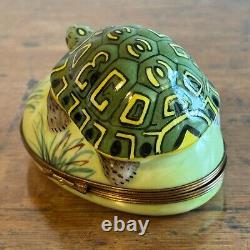 Limoges Imports Trinket Box Turtle With Frog And Ladybug Peint Main