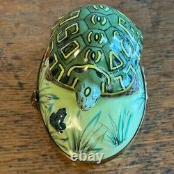 Limoges Imports Trinket Box Turtle With Frog And Ladybug Peint Main