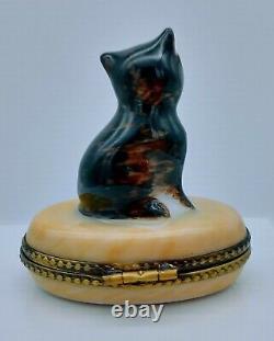 Limoges KITTEN Trinket Box -Porcelain Hand Painted in France Cat signed