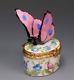 Limoges Laure Selignac Pink Butterfly Hand Painted Porcelain Box Scully Scully